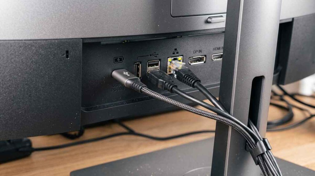 задня панель монітора з хабом і RJ-45